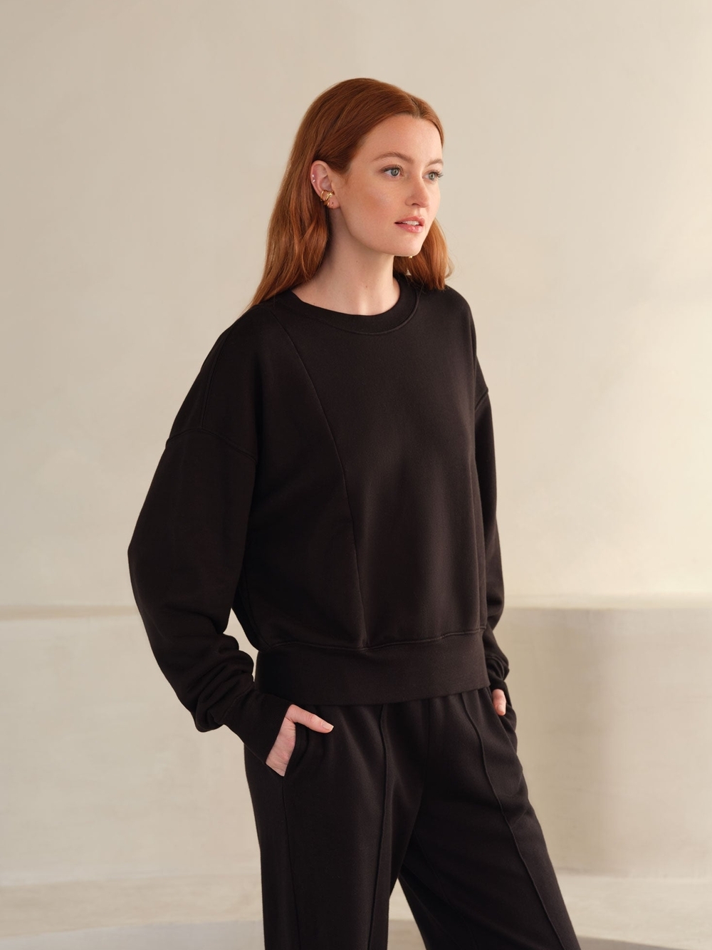 Myles Price Black Relaxed Crewneck Sweatshirt